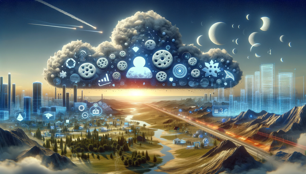Futuristic landscape symbolizing the shift from third-party cookies to innovative digital marketing technologies.